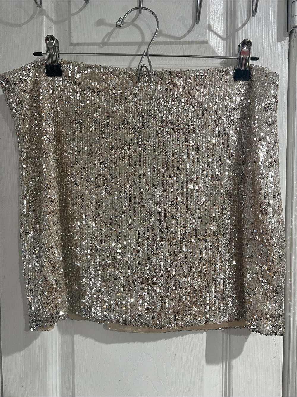 Alexia Admor Champagne Sequin Mini Skirt